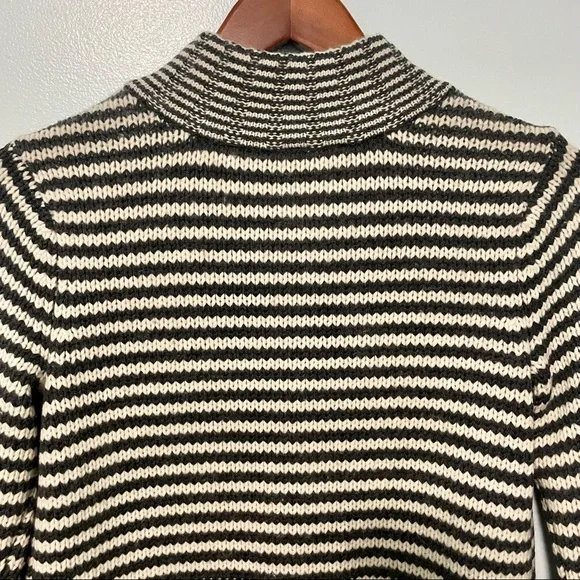 Talbots Gray White Stripe Wool Angora Rabbit Hair Cardigan - Picture 7 of 9